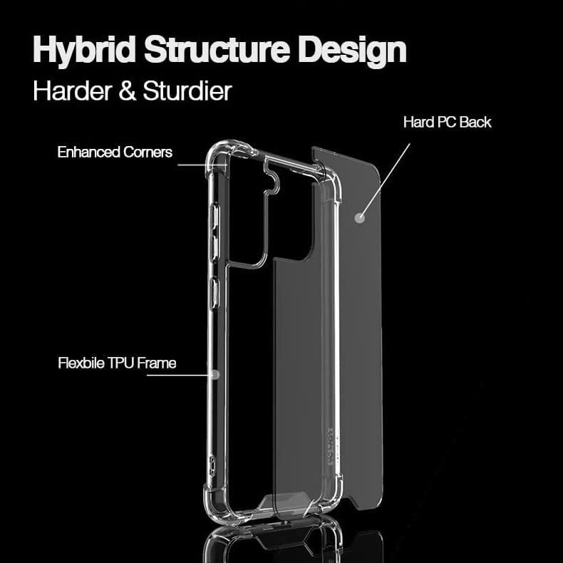 Clear Case For Samsung Galaxy S21 Fe 5G Shockproof Bumper Protective Cell Phone Back Cover, Hybrid Design Hard Pc Back With Flexible Tpu Frame Crystal Clear