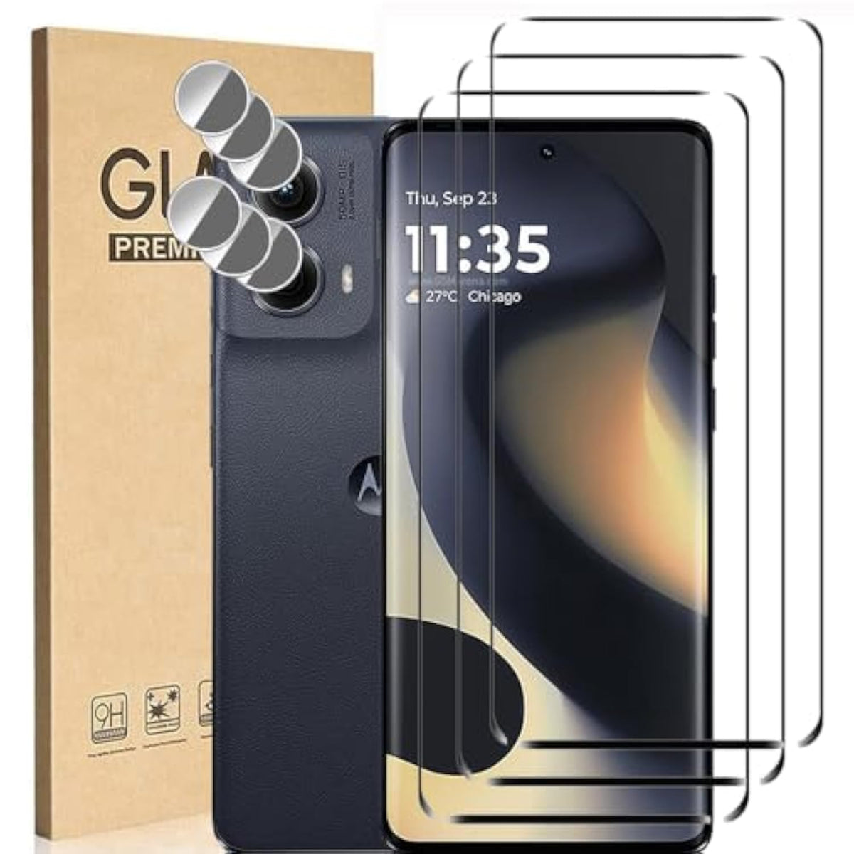 [3+3 Pack] Compatible For Motorola Moto Edge (2024) Tempered Glass Screen Protector + Camera Lens Protector, 9H Hardness Anti-Scratch No Bubble Screen Protector Film For Moto Edge 5G 2024 6.6"