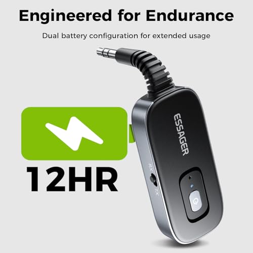 Bluetooth Car Adapter,Noise Cancelling 3.5mm AUX Bluetooth Receiver for Car,Wireless Audio Receiver Transmitter for Home Stereo/Wired Headphones