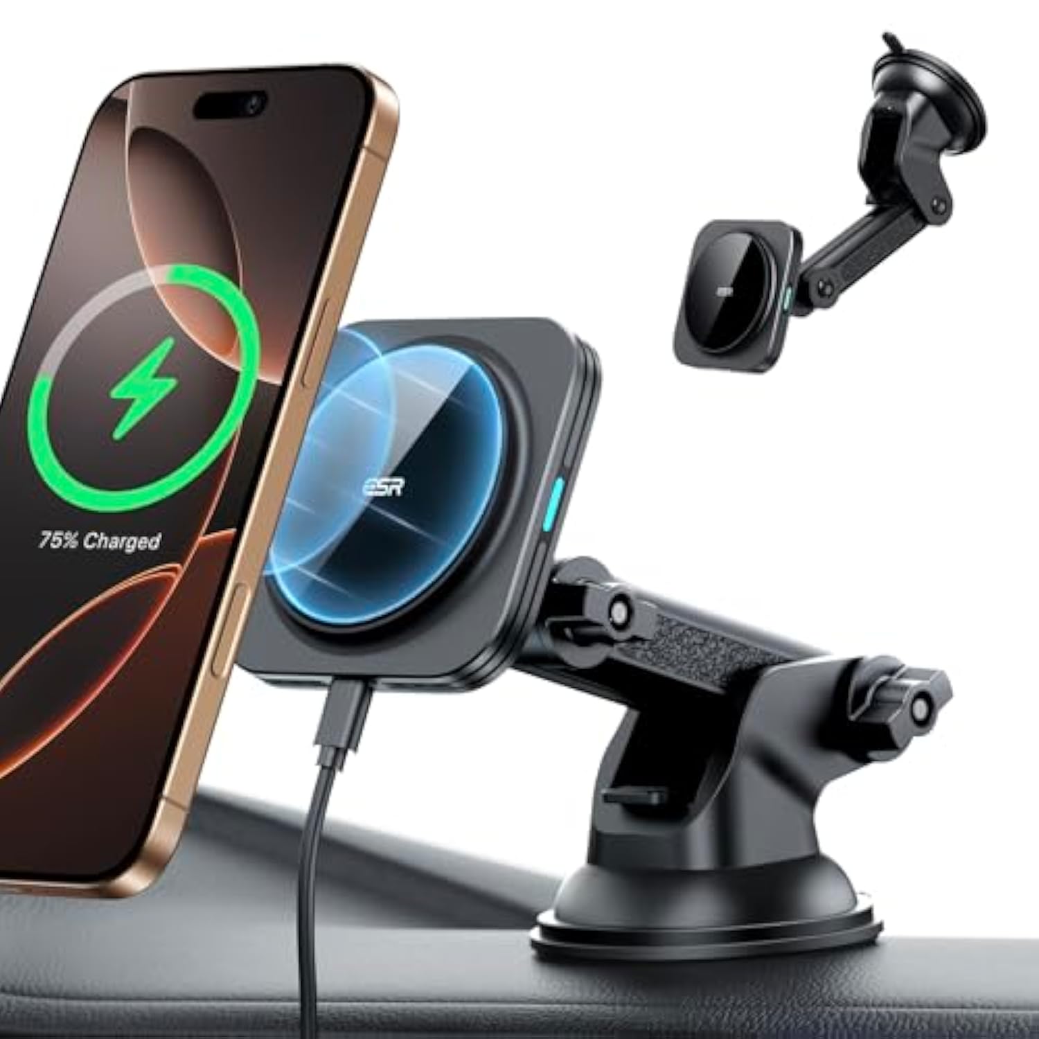 MagSafe Car Mount Charger - Magnetic Wireless, 360° Rotation, Fast Charging