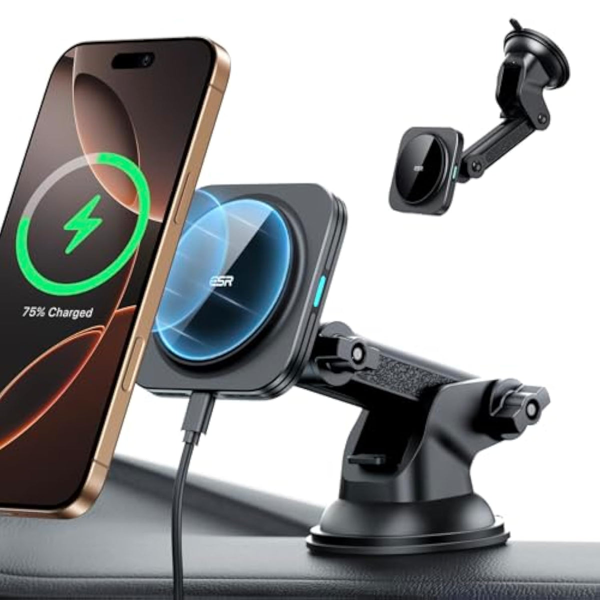 MagSafe Car Mount Charger - Magnetic Wireless, 360° Rotation, Fast Charging