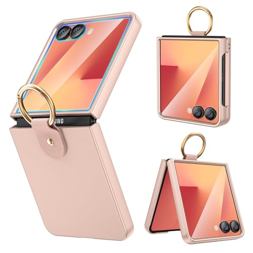 for  Galaxy Z-Flip-7 Case with Ring, Full Body Shockproof Z Flip7 Case with Built-in Outer Screen Protector Girls Women Cover for Galaxy Z
