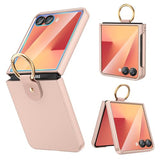 for  Galaxy Z-Flip-7 Case with Ring, Full Body Shockproof Z Flip7 Case with Built-in Outer Screen Protector Girls Women Cover for Galaxy Z