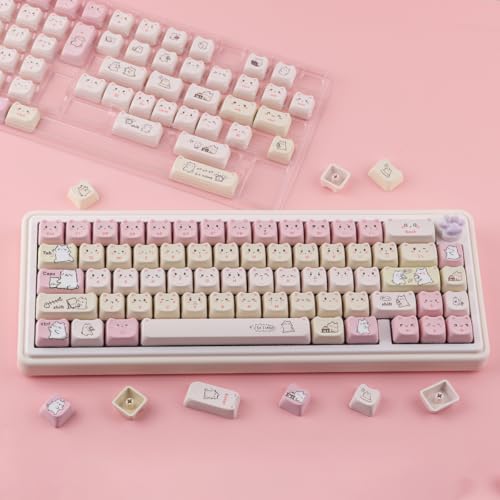 Pbt Keycaps 145 Keys Cute Keycap Dye-Sublimation Lazy Cat Keycaps Mao Profile Custom Keycap For Cherry Gateron Mx Swithes Mechanical Gaming Keyboards