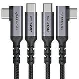Usb C To Usb C Cable 100W,[2-Pack 6.6Ft Right Angle] Usb 3.1 Fast Charging Cor