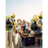 50 Pcs 12 Inch Black Gold Metallic and Confetti Balloons for Party Decorations