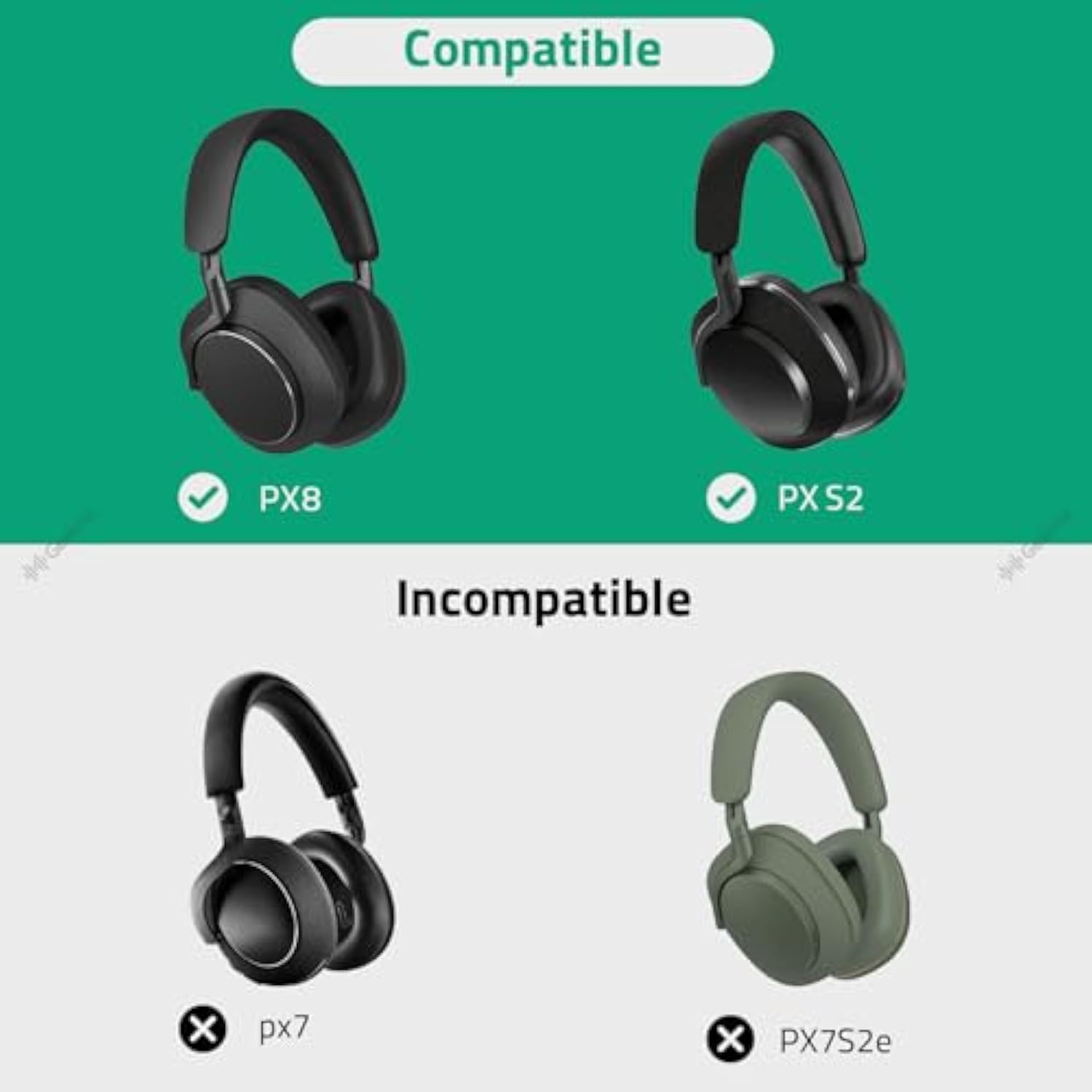 Geekria QuickFit Replacement Ear Pads Compatible with Bowers & Wilkins Px8, Px7 S2 (Do Not Fit Px7, Px7S2e) Headphones, Ear Cushions (White)