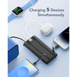 10000mAh Portable Charger with Built-in Cables, Slim Power Bank for iPhone