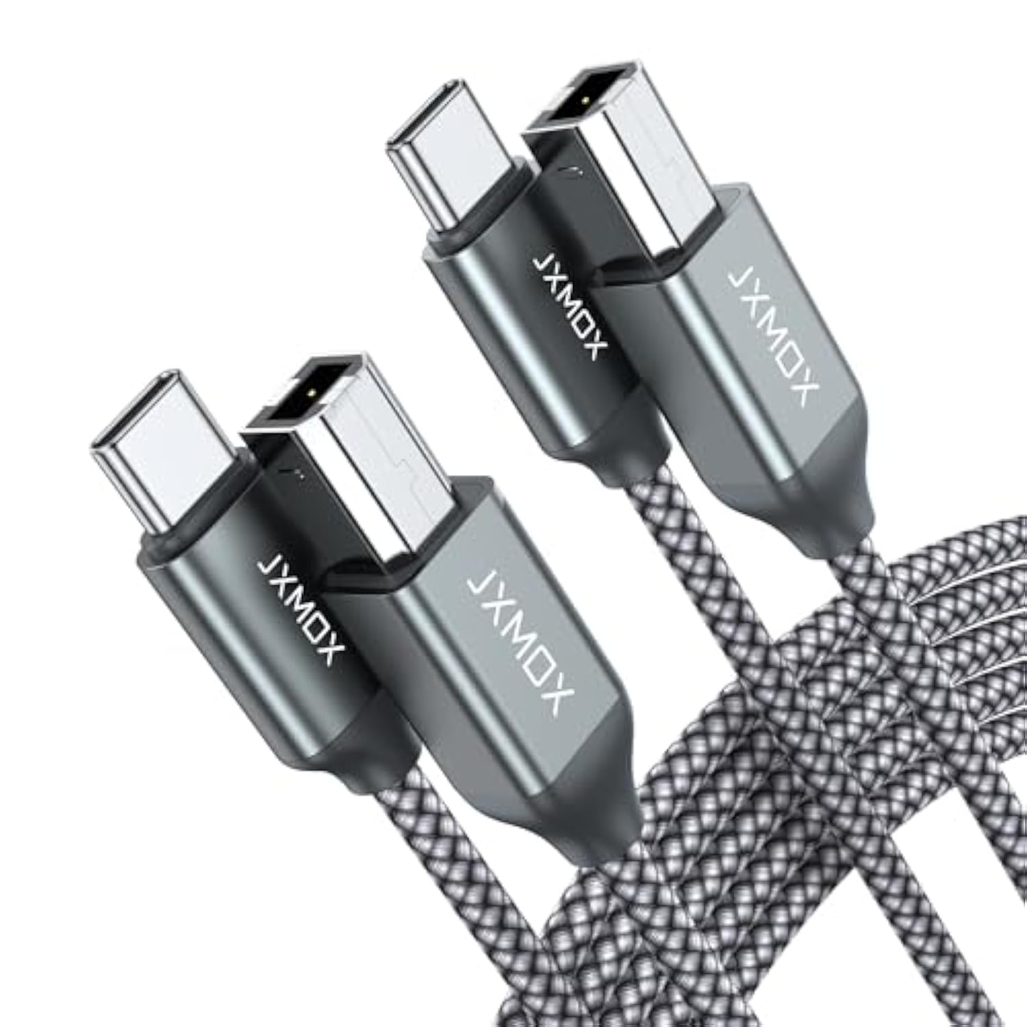 Usb B To Usb C Printer Cable, (6.6Ft 2-Pack) Nylon Braided Usb B To C Cord, Usb C Midi Cable Compatible With Macbook Pro, Hp, Epson, Canon, Brother, Yamaha Piano Keyboard, Dac, Dj Controller