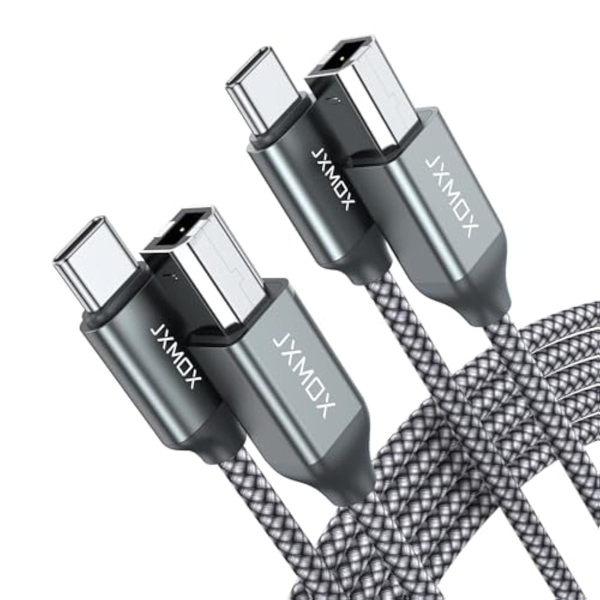 Usb B To Usb C Printer Cable, (6.6Ft 2-Pack) Nylon Braided Usb B To C Cord, Usb C Midi Cable Compatible With Macbook Pro, Hp, Epson, Canon, Brother, Yamaha Piano Keyboard, Dac, Dj Controller