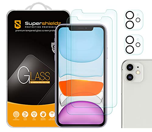(2 Pack) Designed for iPhone 11 (6.1 inch) + Camera Lens Tempered Glass Screen Protector, Anti Scratch, Bubble Free