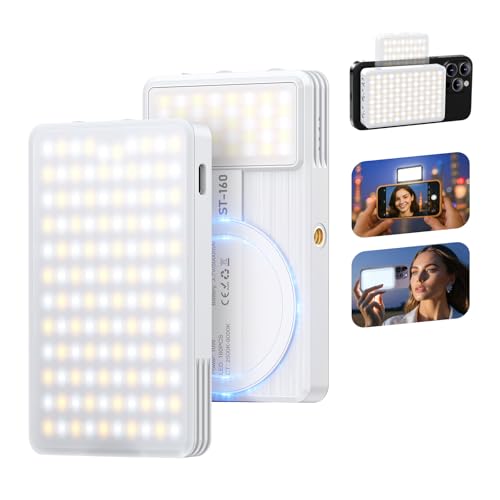 Magnet Phone Light, 160 LED Dual Side Selfie Light Compatible with iPhone Magsafe, 3 Lighting Adjustment Modes, Selfie Lights for