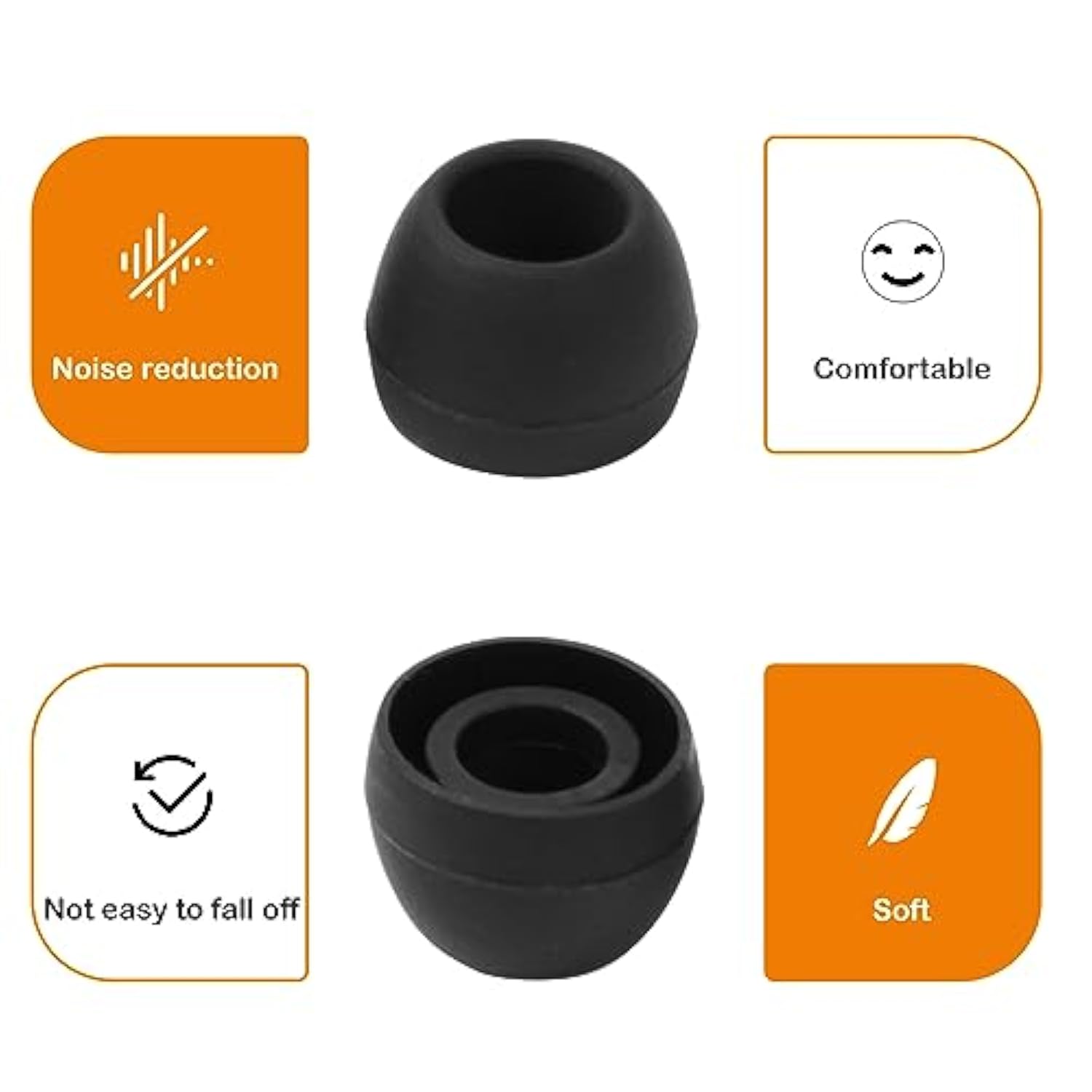 uxcell 50 Pcs Soft Silicone Earbud Tips, Portable 9 x 7mm Ear Tips for Replacement, 4mm Inner Hole Earbuds Covers for Fit Most in-Ear Earbuds Earphone Headsets Accessories, Black