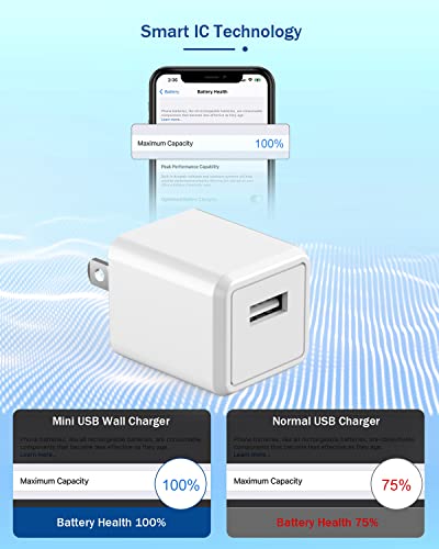 iPhone Charger Cord 6FT, [ MFi Certified] 2 Pack Lightning Cable Cube Phone Charging Transfer Cord Cable USB Plug Wall Charger Block Travel