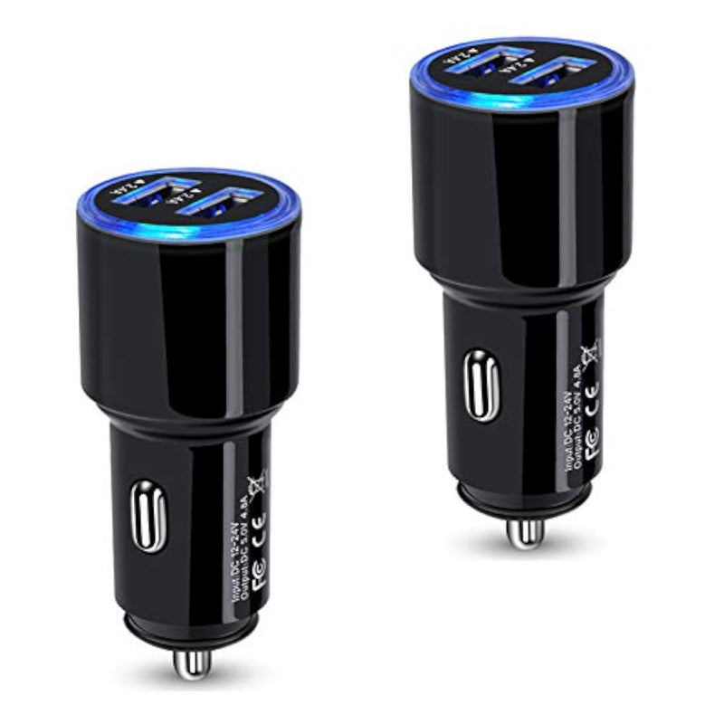 Usb Car Charger, 2Pack 4.8A Fast Charging Dual Port Usb Cigarette Lighter Adapter For Iphone 15 14 13 12 11 Pro Max Se Xr X 8 7 6, Ipad, Samsung Galaxy S23 S22 S21 S20 S10 S9 S8 S7 A51,Android,Kindle