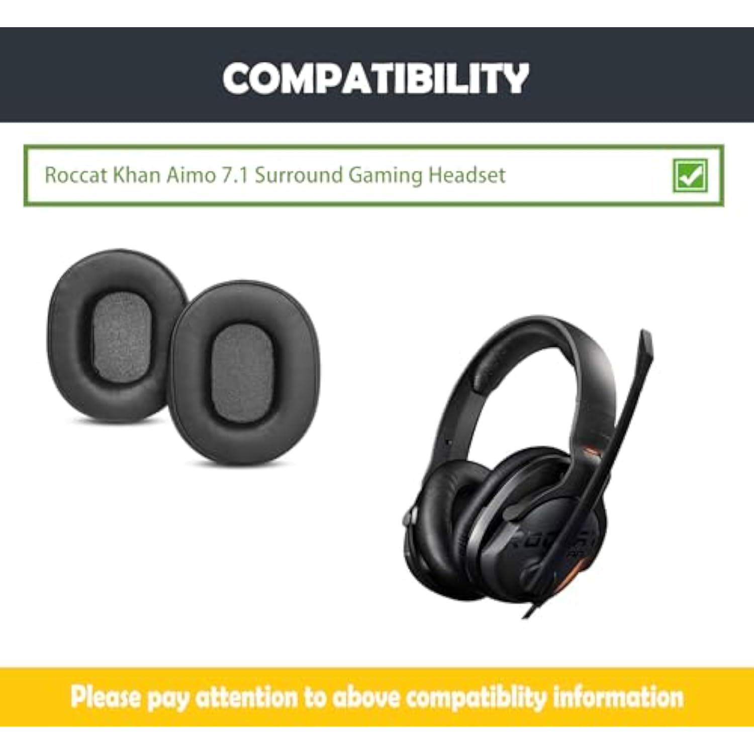 Khan Aimo 7.1 Surround Earpads Cushion Replacement With Protein Leather For Khan Aimo 7.1 Surround Gaming Headset