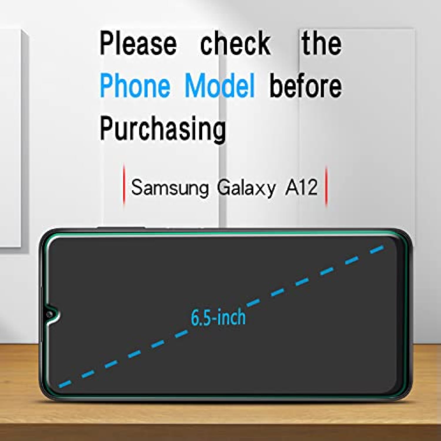 (3 Pack) Screen Protector For Samsung Galaxy A12 Tempered Glass, Bubbles Free, Anti-Scratch, Easy To Install, Case Friendly, 9H-Hardness