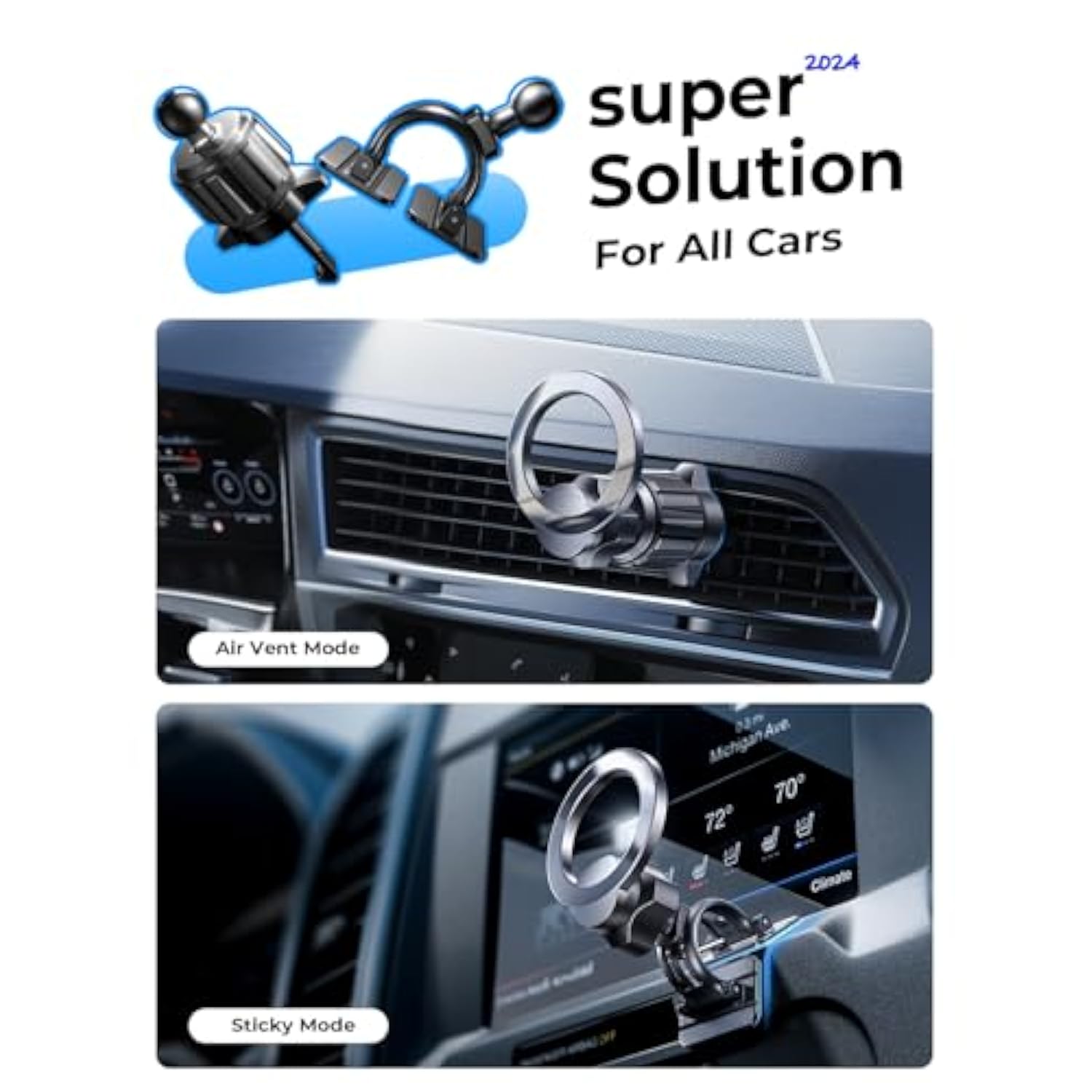 MagSafe Car Mount 360° Dashboard & Vent Phone Holder Strong Magnetism for iPhone