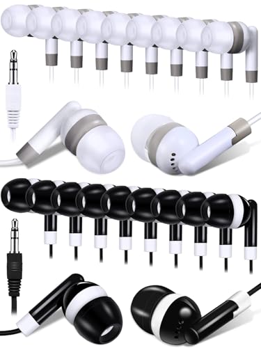100-Pack Bulk Earbuds for Classroom & Library Individually Sealed Wired Headphones for School Students, Testing Centers & Training
