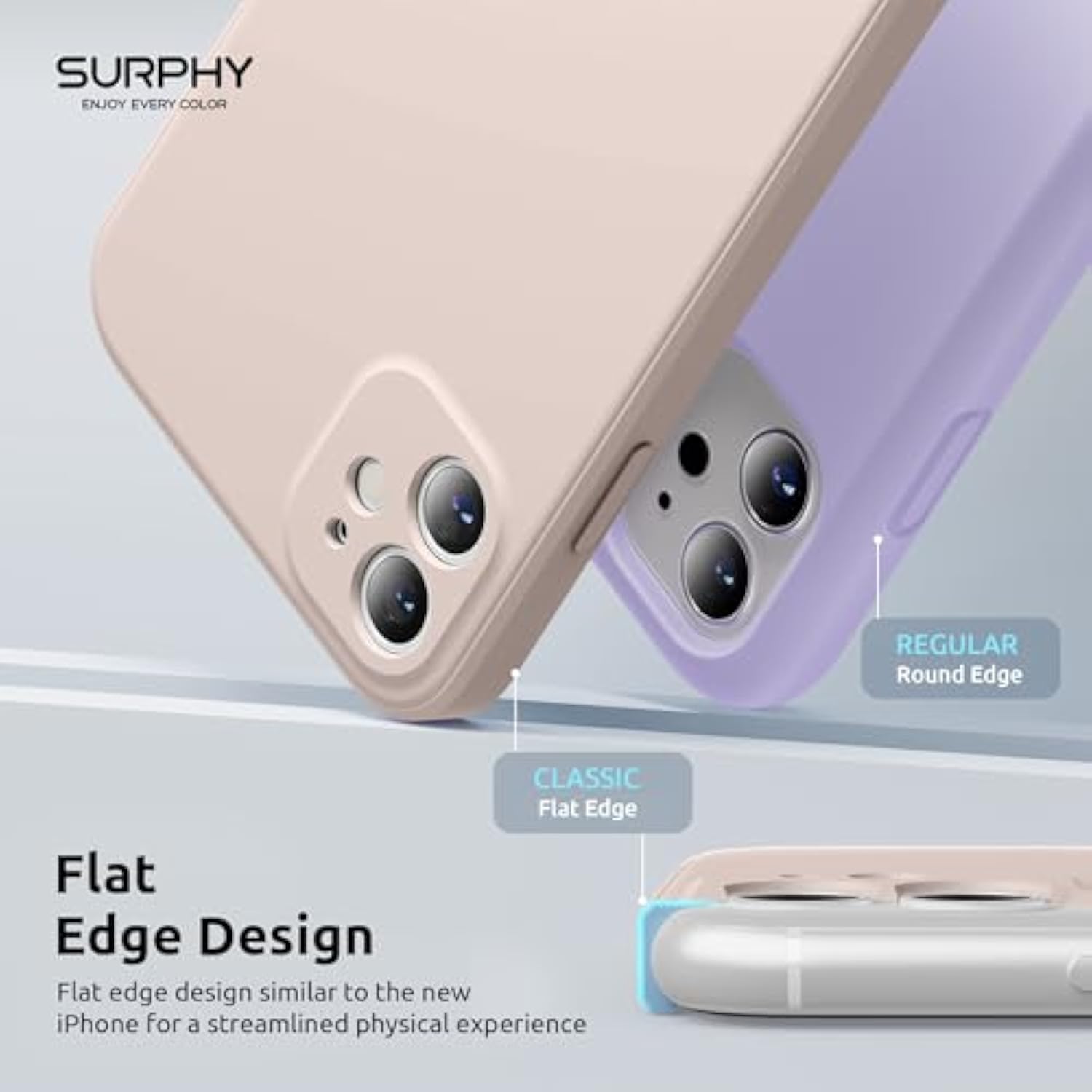 Design For 11 Case With Camera Protection, Straight Edge Slim Design, Liquid Silicone Phone Case For Phone 11 6.1 Inches, Light Pink