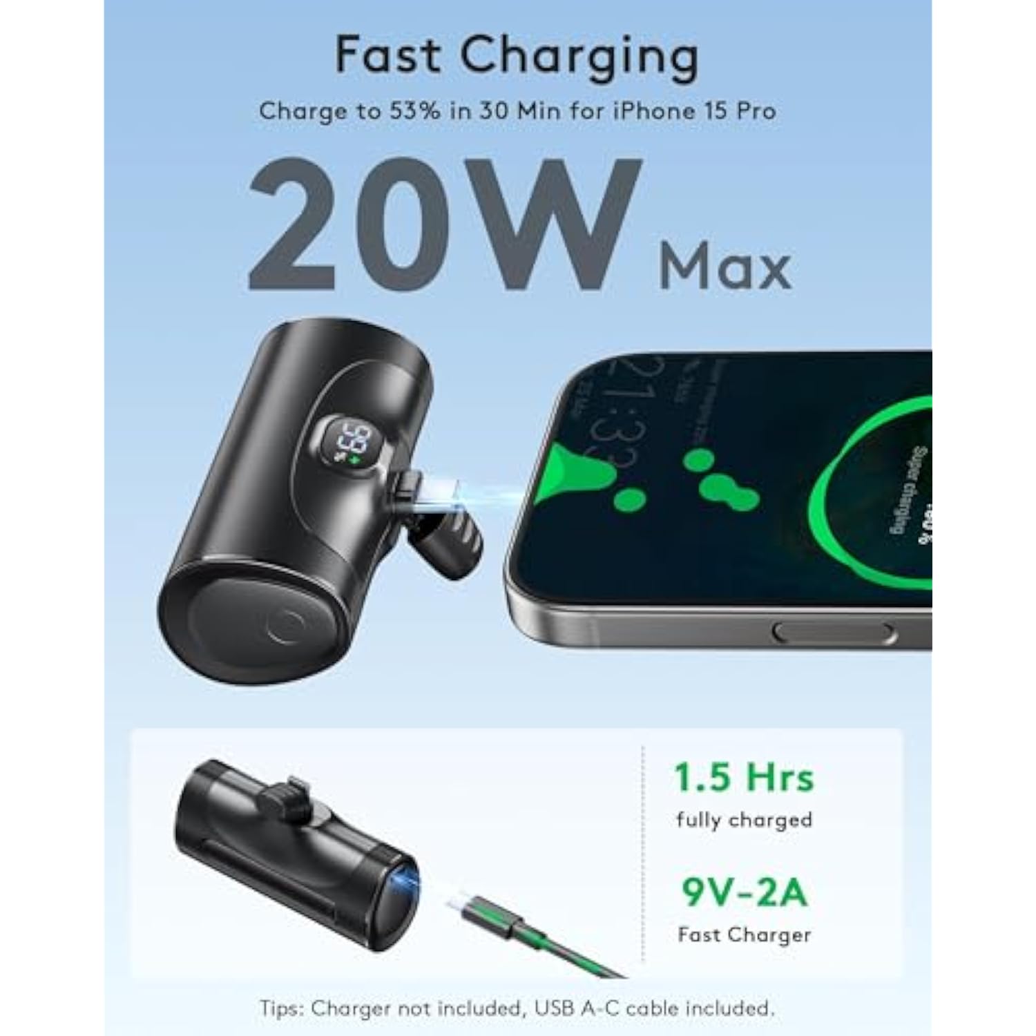Ultra Small Portable Charger With Stand, Mini Power Bank With Usb C Connect Powerbank Fast Charging, Phone Charger Battery Pack 5000Mah Compatible With Iphone 16/15 Series And Samsung Android Etc