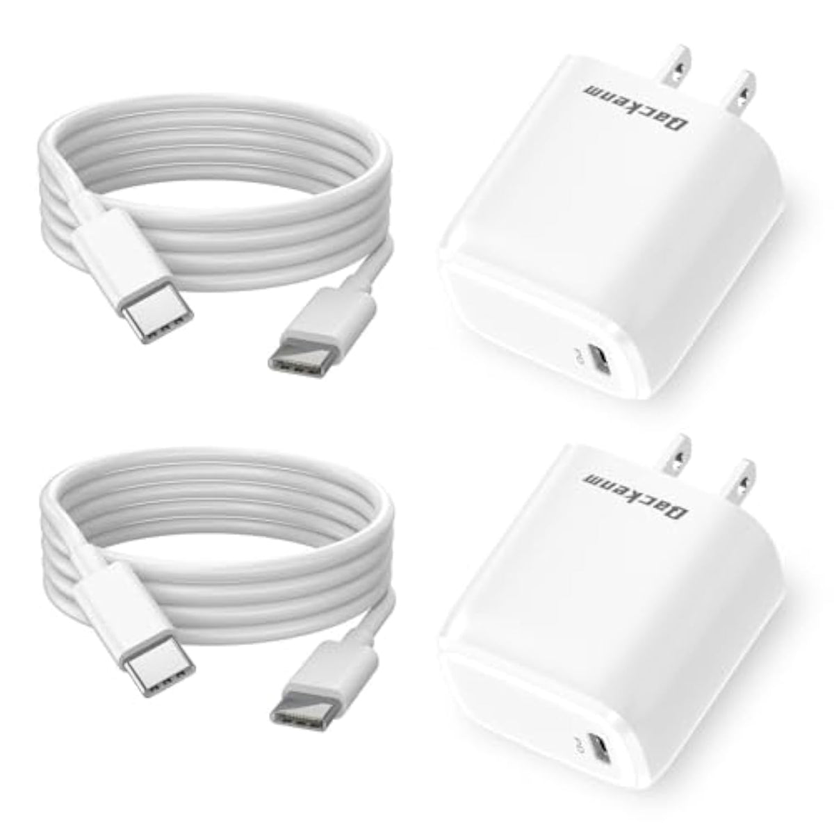 2-Pack 20W Usb C Charger Block, Type C Charger Fast Charging, Pd3.0 Fast Chargers, Type C Charging Block For Iphone 16 Pro/16 Pro Max/Iphone 15/15 Pro/Ipad Mini/Air (4Ft Usb-C Cable)