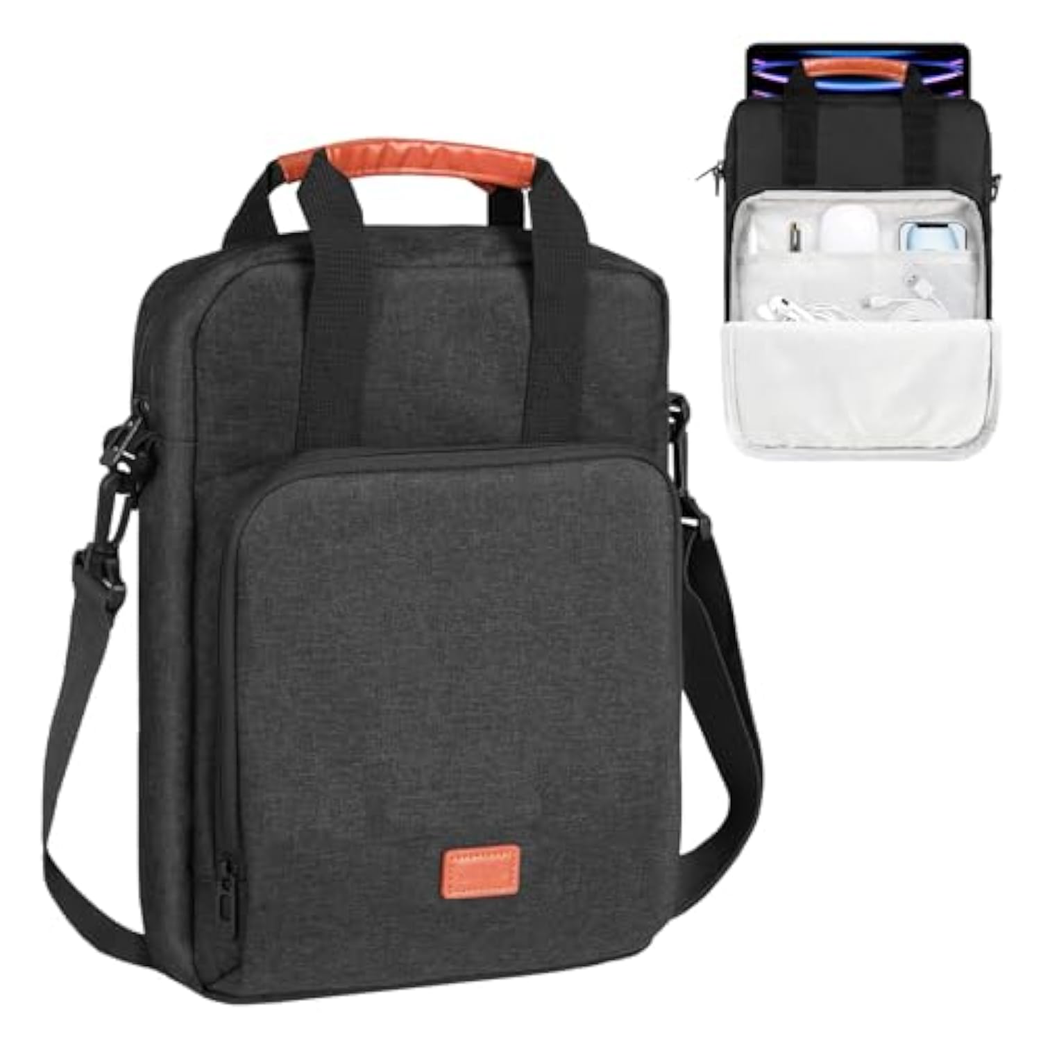 12.9-13 Inch Tablet Sleeve Bag With Shoulder Strap, Double Handle Case Fits Ipad Air 13-Inch M3 M2 / Ipad Pro 13-Inch M4, Ipad Pro 12.9-Inch M2&M1 (2022-2018), Galaxy Tab S8+/S9+ 12.4", Black