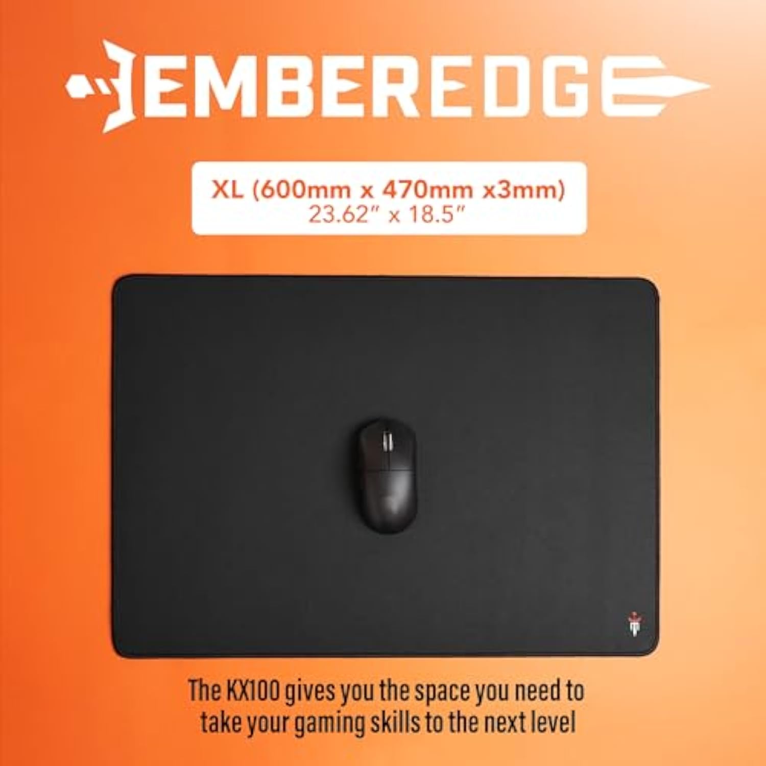 Kx100 Pro Gaming Mouse Pad – Hybrid Cloth Surface For Speed & Control | Durable Anti-Fray Stitching, Low Static Friction, Non-Slip, & Liquid Resistant | Xl 600X470X3Mm Ships Flat
