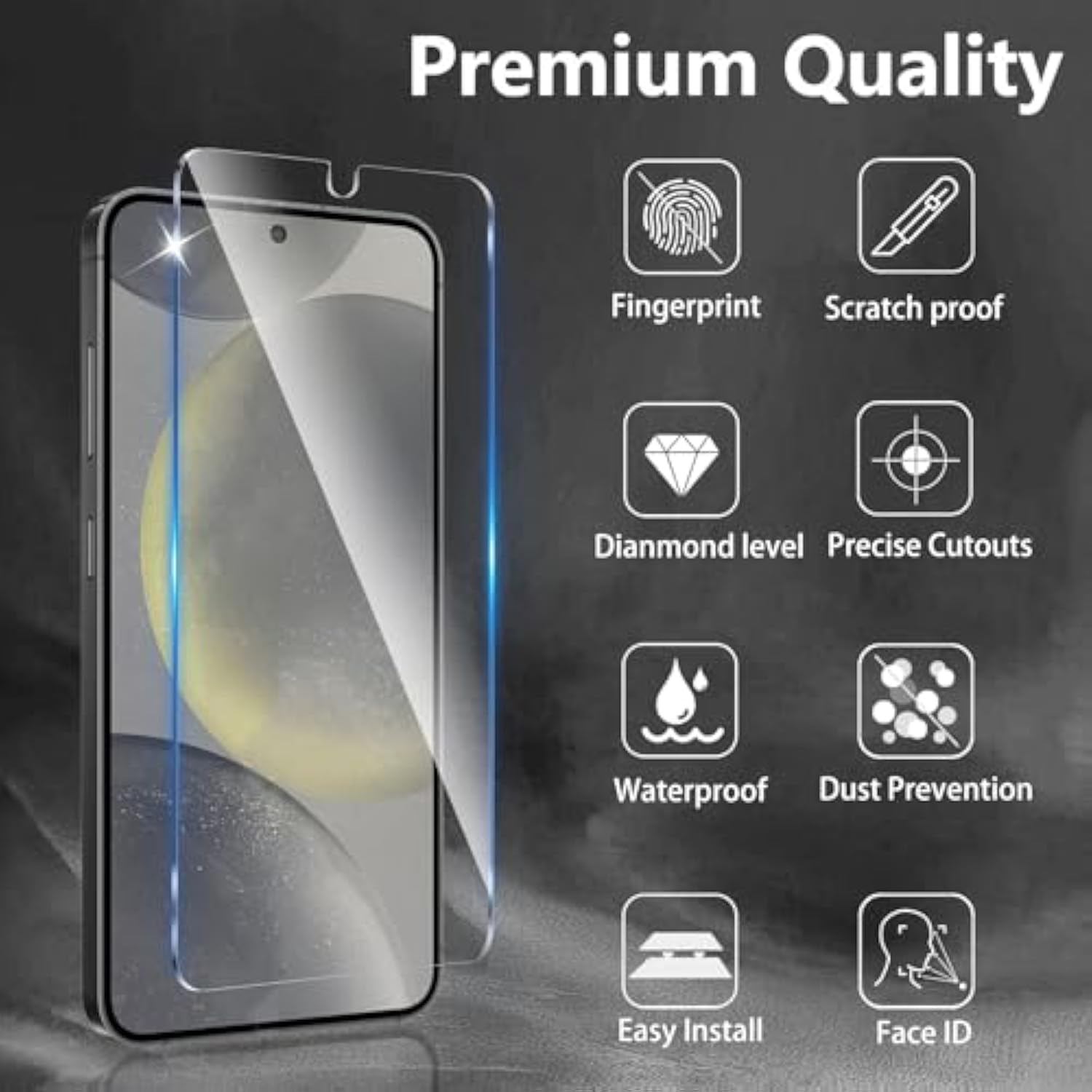3 Pack Screen Protector Designed For Galaxy S24 Plus With 3 Pack Tempered Glass Camera Lens Protector,Ultra Hd Clear,9H Hardness,Easy Install - Case Friendly,Scratch Resistant