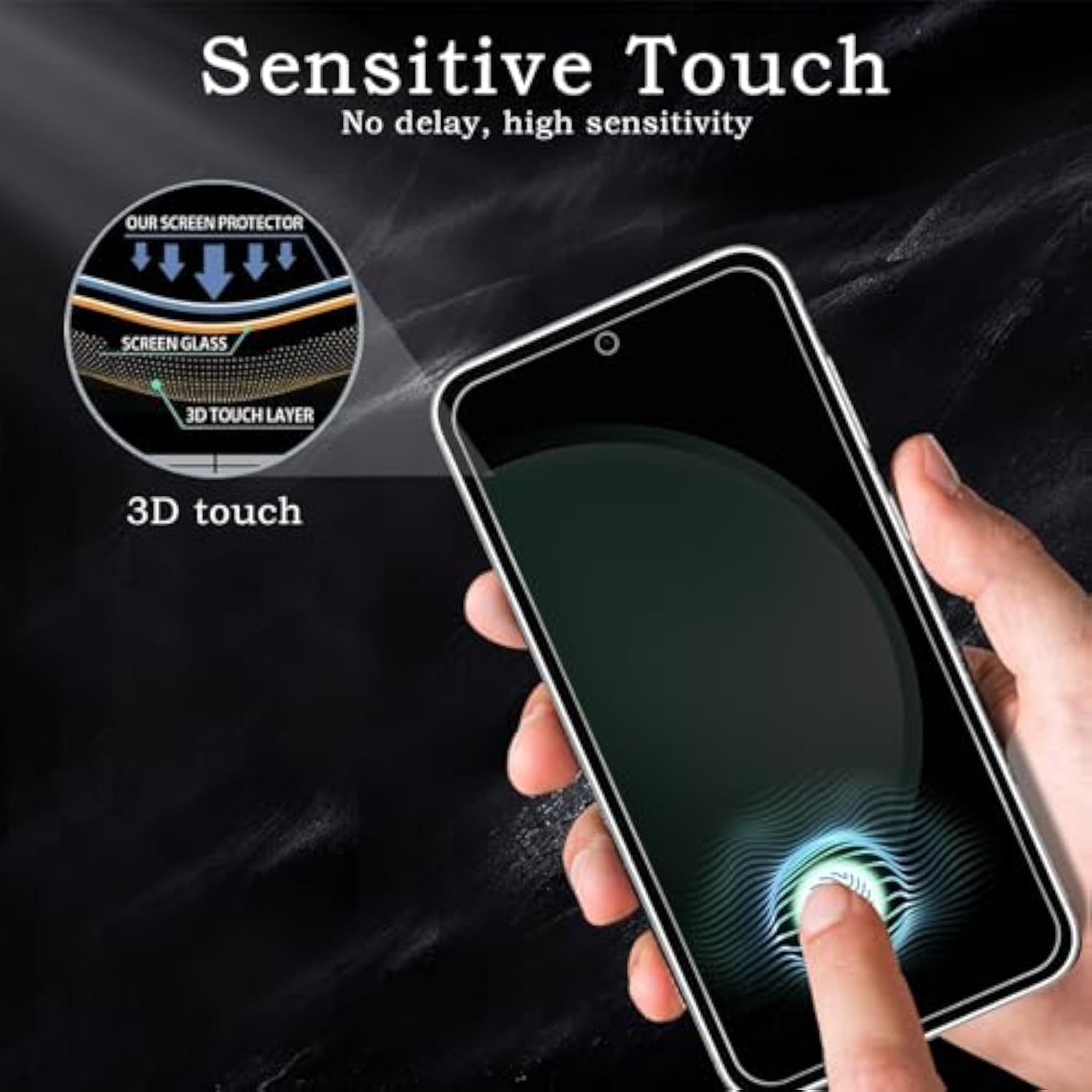 Privacy Screen Protector For Samsung Galaxy S23 Fe, Shatterproof Tempered Glass Accessories, Anti Spy Tempered Glass Film, Case Friendly Ultra Resistant 9H Hardness Anti-Glare Hd Black -3 Pack