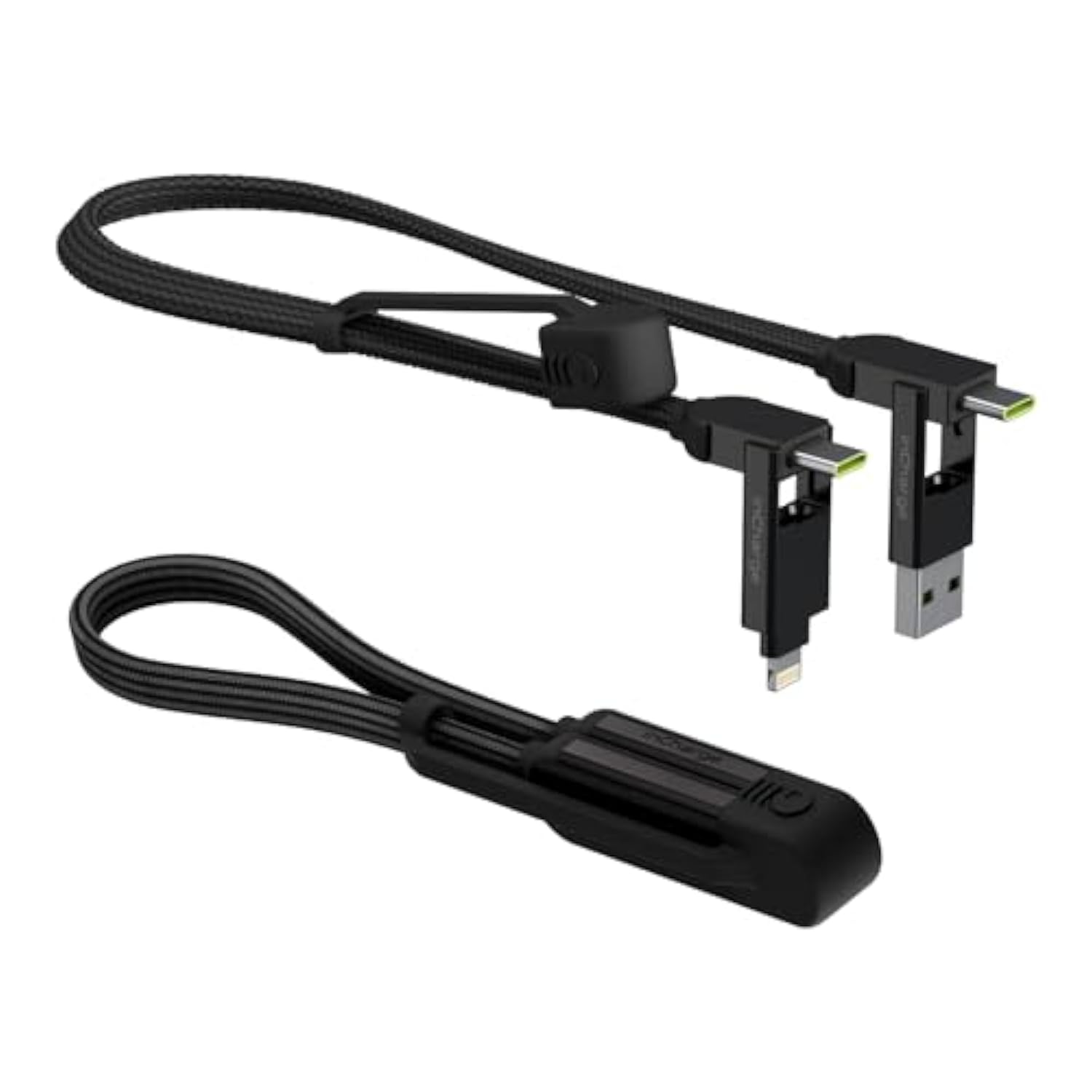 Incharge Xl 6-In-1 Multi Charging Cable, Portable Usb And Usb-C Cable With 100W Ultra-Fast Charging Power, 1 Ft/0.3M, Urban Black