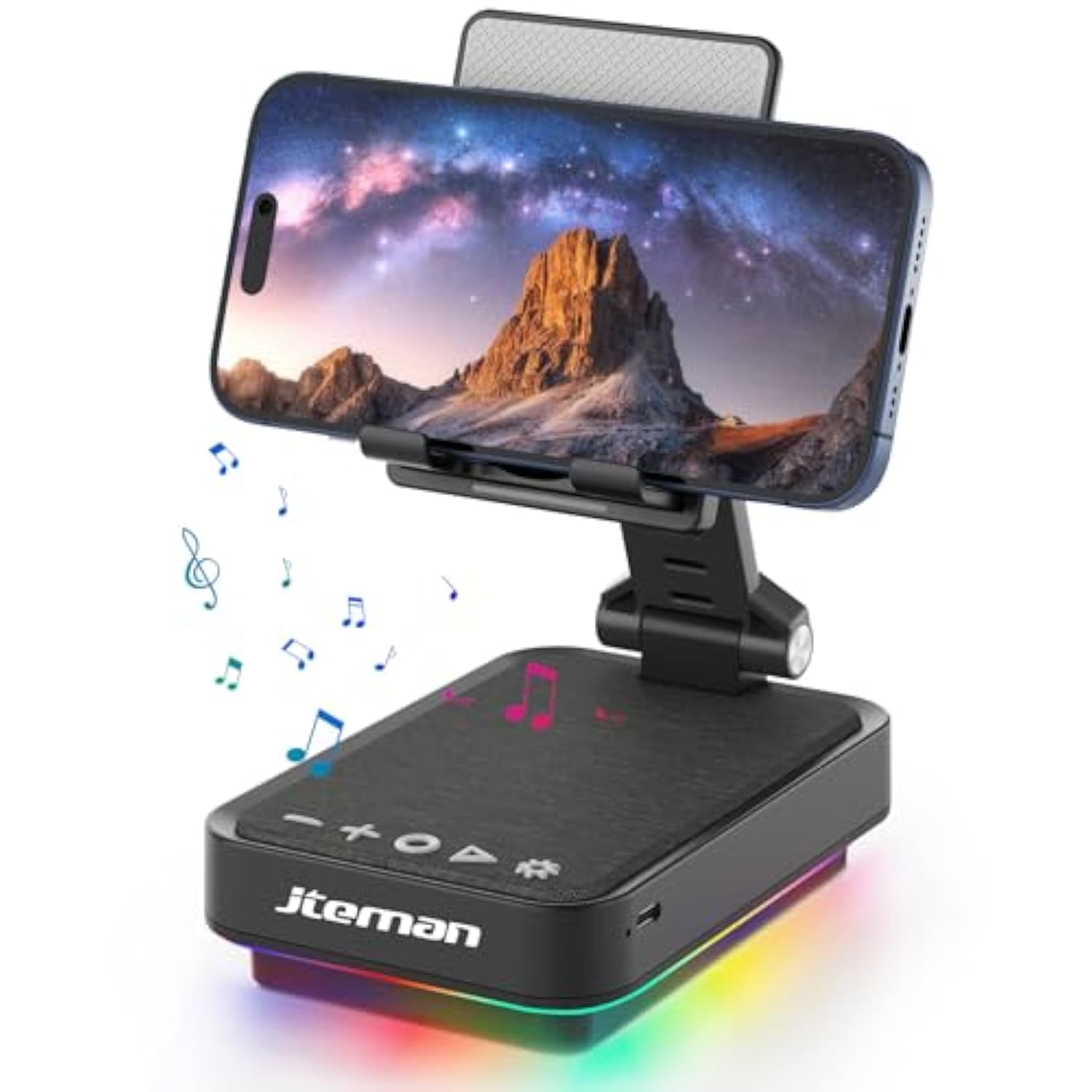 Gifts For Men Cell Phone Stand With Wireless Bluetooth Speaker And Light, Cool Tech Gifts For Men Women Husband Dad, Unique Birthday Gifts For Him