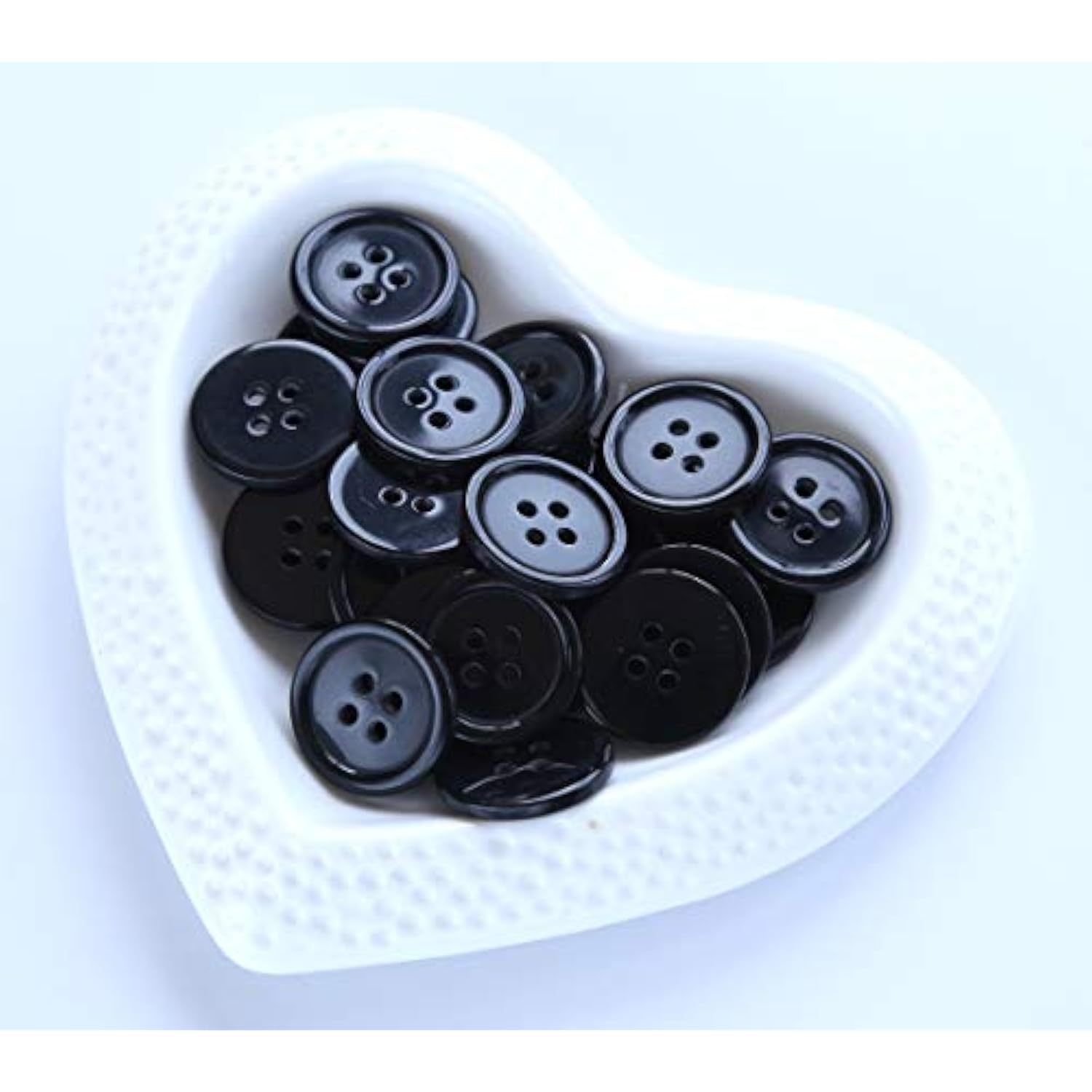 23/32 Inch (17.50Mm) Black Color Resin Buttons Sewing Flatback Buttons