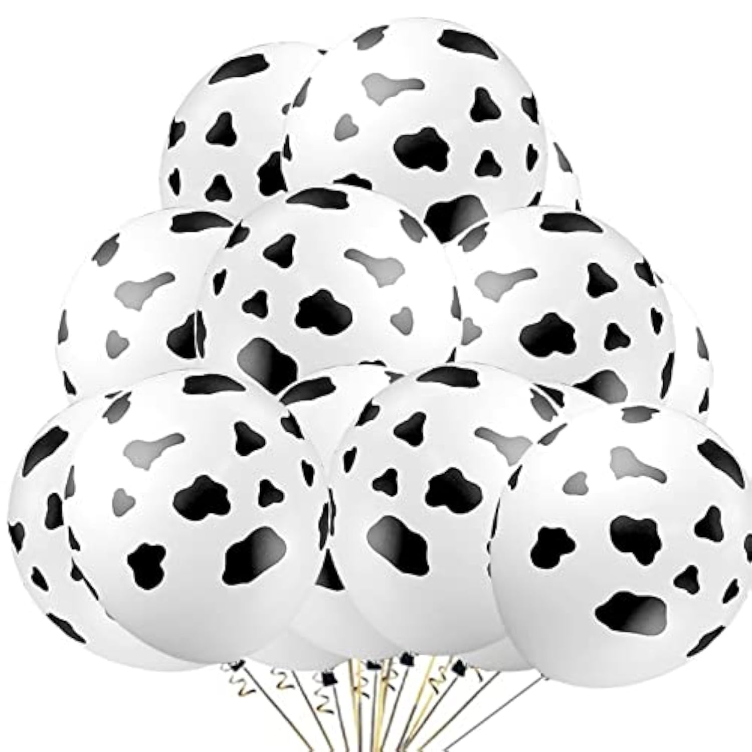 25Pcs Cow Balloons, White, Latex, Farm Animal Decoration, Boys Birthday Party Supplies