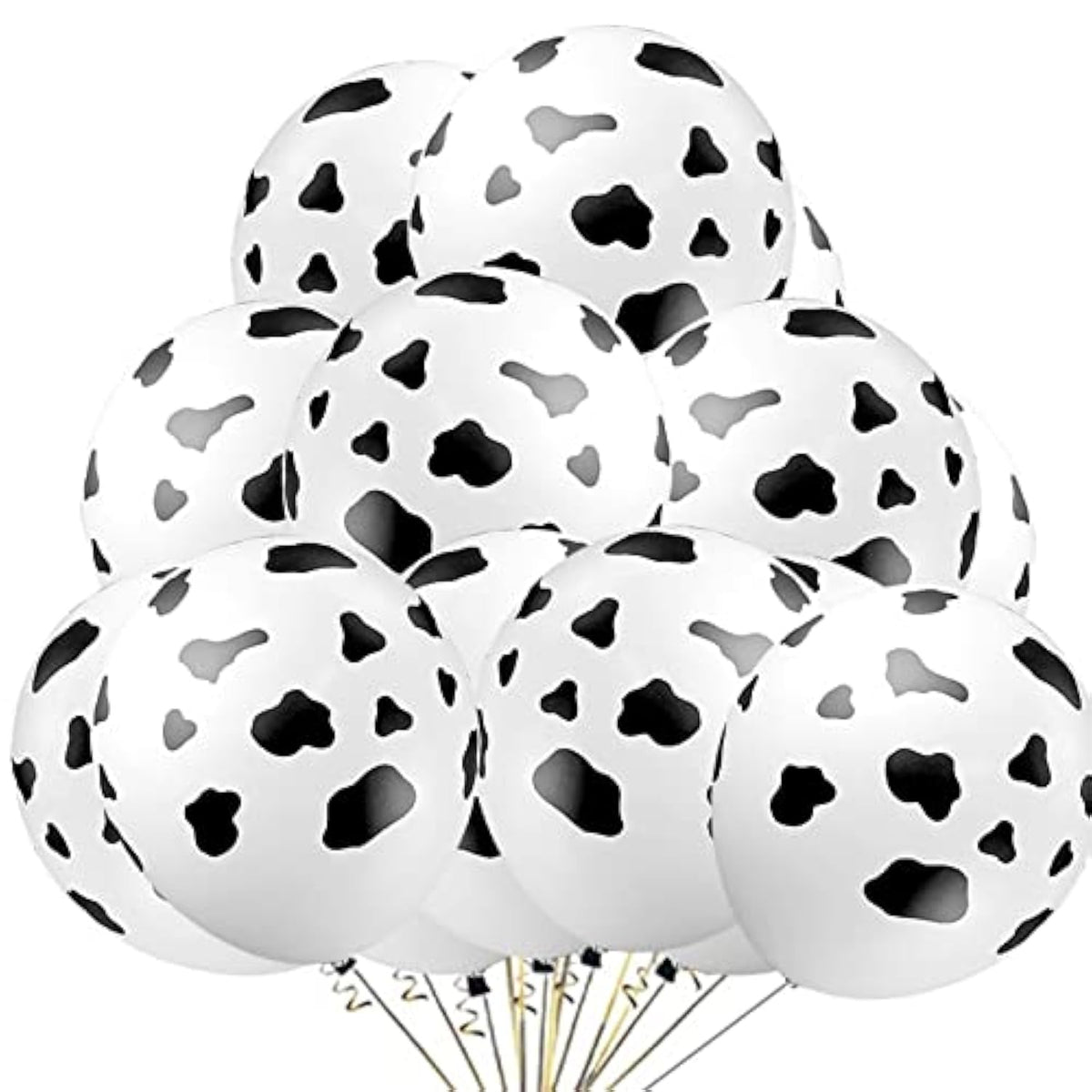 25Pcs Cow Balloons, White, Latex, Farm Animal Decoration, Boys Birthday Party Supplies