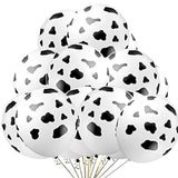 25Pcs Cow Balloons, White, Latex, Farm Animal Decoration, Boys Birthday Party Supplies