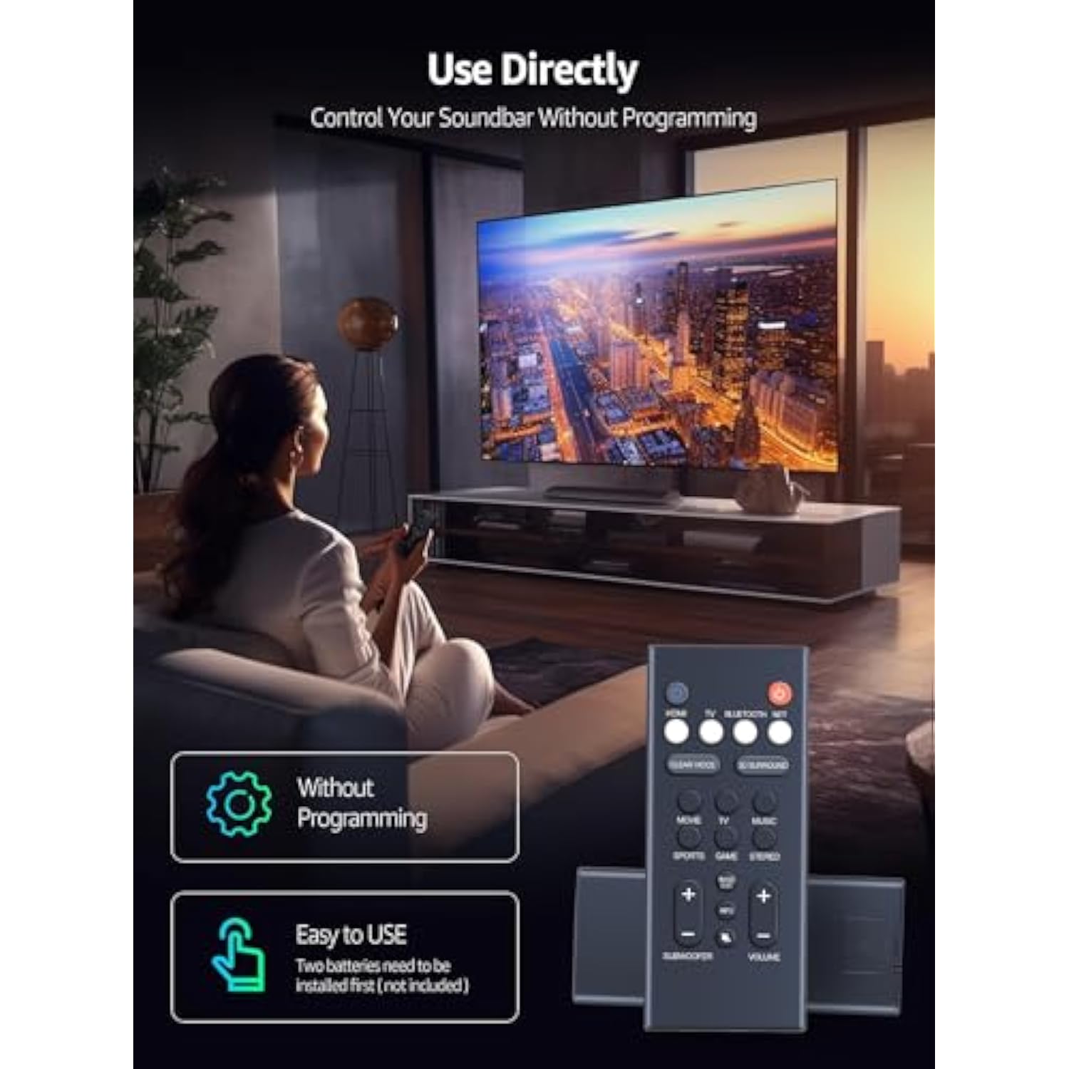 Replacement Remote for Yamaha Soundbars Yas-209 Yas-109 and Compatible Models
