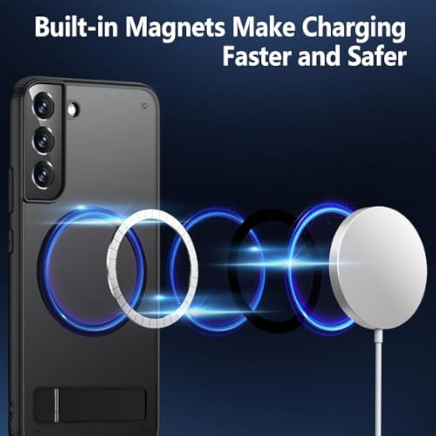 Magnetic Case For Samsung Galaxy S22 Plus, Compatible With Magsafe,Adjustable Kickstand,Translucent Matte Anti-Fingerprint,Shockproof Protective Phone Case For Galaxy S22+ Case