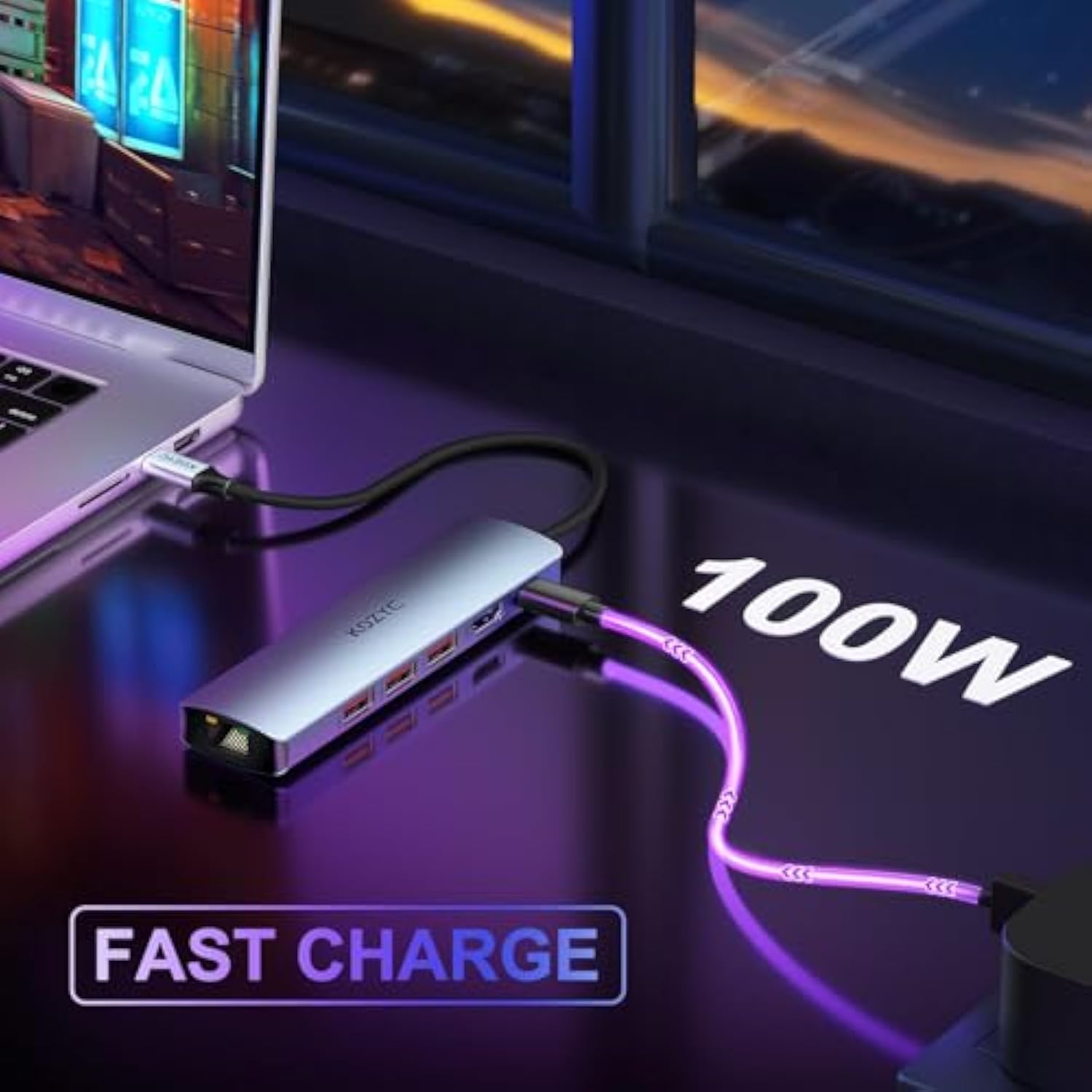 Usb C Hub Ethernet Multiport Adapter, 6 In 1 Usb C To Hdmi Dock With Hdmi 4K 6
