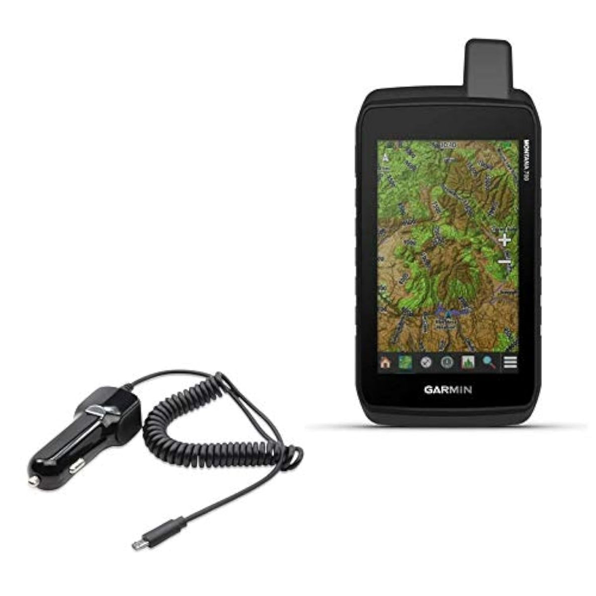 BoxWave Car Charger Compatible with Garmin Montana 700 - Car Charger Plus, with Extra USB Port and Integrated Built-in Cable - Black