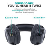 MH-100 Hi-Fi Studio Headphones with Microphone - Wired Over Ear Headphones for Gaming and Music with 3.5mm and 6.35mm Input - Comfortable Headphones