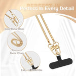 Phone Crossbody Strap, Universal Phone Lanyard With 1× Metal Phone Strap, 1× Wrist Strap, 2× Pads, Crossbody Phone Lanyards, Phone Chain Compatible With Most Smartphones, Gold