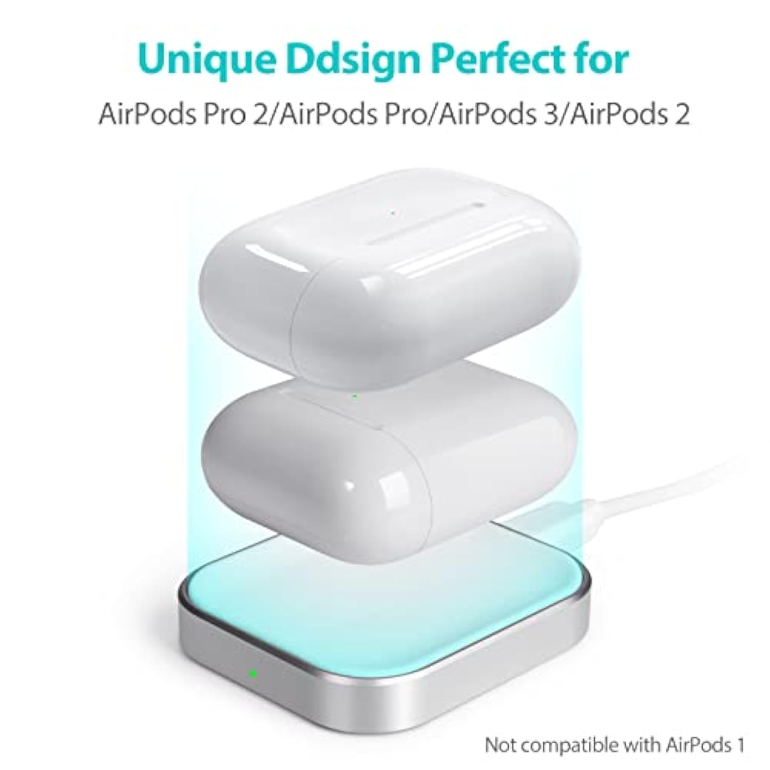 Airpods Pro Charger, Wireless Charger For Airpods Pro 2, Airpods Pro 1, Airpods 4 (With Anc), Airpods 3, Airpods 2, Airpods Wireless Charging Station (No Airpods Included), White