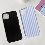 Cute Case For Iphone 12 Mini, Striped Phone Case For Iphone 13 Mini Aesthetic Pattern Design, Hybrid 2-Layer Shockproof Protective Cover For Girls Women (Blue,12Mini/13Mini)