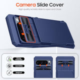 Cenmaso For Google Pixel 9 Pro Case/Pixel 9 Case With Card Holder (4 Cards) & Sliding Camera Cover & Kickstand?Rfid Blocking? Fullbody Shockproof Wallet Phone Case For Pixel 9/9 Problue