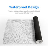 Topographic Contour White Gaming Mouse Pad Xl Geographic Map Lines Extended Big Large Desk Mat Non-Slip Rubber Base Stitched Edge Long Keyboard Mousepad For Pc Computer Laptop,31.5X11.8 Inch