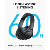 Q11I Wireless Over-Ear Bluetooth Headphones By Anker, Deep Bass, 60H Playtime, Hi-Res Audio, Detachable Ear Cushions, Multipoint Connection