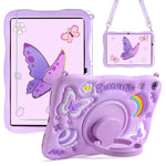 For Samsung Galaxy Tab A9 Plus Case Kids Girls Galaxy Tab Case With Screen Protector Kickstand Shoulder Strap Butterfly Shockproof Cover For Samsung A9 Plus Tablet Cover 11 Inch 2023