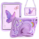 For Samsung Galaxy Tab A9 Plus Case Kids Girls Galaxy Tab Case With Screen Protector Kickstand Shoulder Strap Butterfly Shockproof Cover For Samsung A9 Plus Tablet Cover 11 Inch 2023