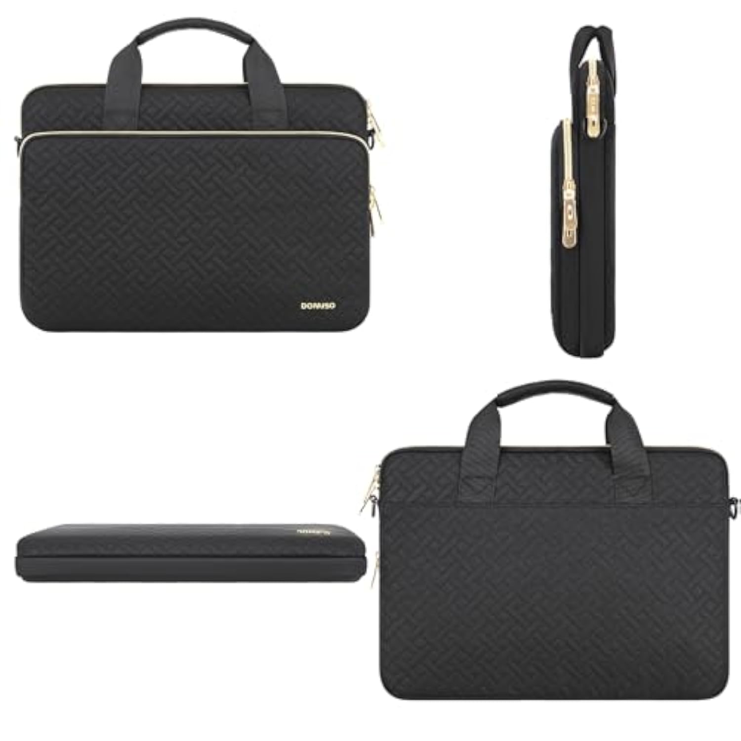 17.3 Inch Laptop Sleeve Case Water-Resistant Computer Cover Bag With Detachable Shoulder Straps For Hp, Dell, Asus Notebook,Black